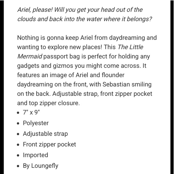 LOUNGEFLY DISNEY THE LITTLE MERMAID Underwater Daydream Passport CROSSBODY BAG! - Picture 4 of 4